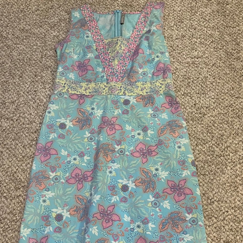 Hanna Andersson Womens Blue Floral Sleeveless Summer Dress Sz 6